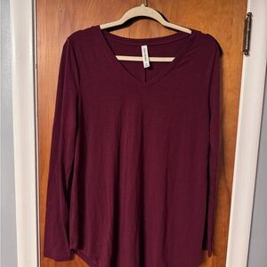 GUC Zenana Outfitters Deep Red V-Neck Long Sleeve Top
